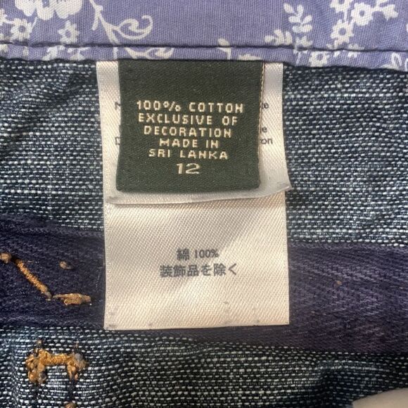 EDDIE BAUER, denim shorts, size 12 , cotton, 5 pocket, button over and zip up - Picture 3 of 12